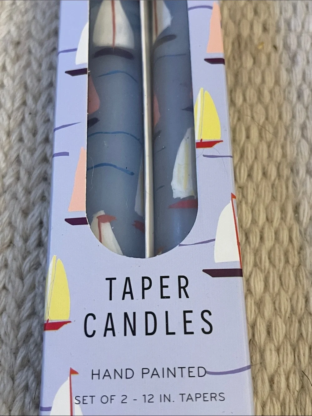 Set of 2 Hand Painted Sailboat Taper Candles from Anthropologie